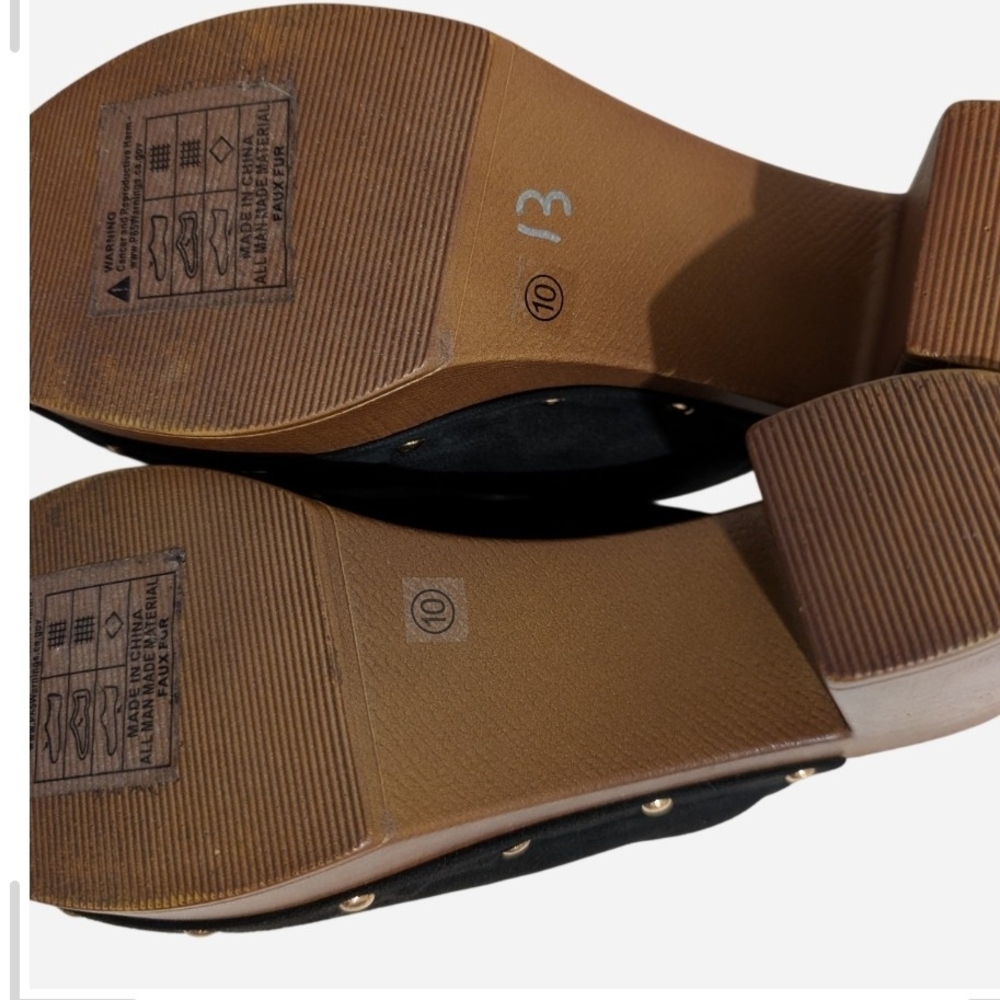 Pre-owned Mudd Black and Brown Clogs with Faux Fur - Picture 3 of 4